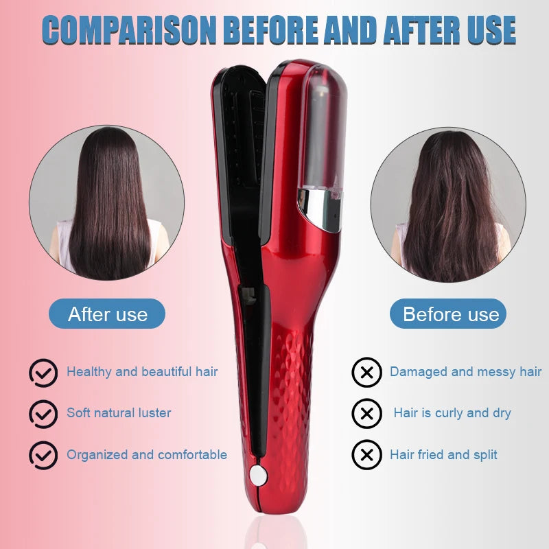 Rechargeable Cordless Split Hair Trimmer Hair Split Ends Trimmer Remover Damaged Hair Repair Hair Care Treatment Portable Home