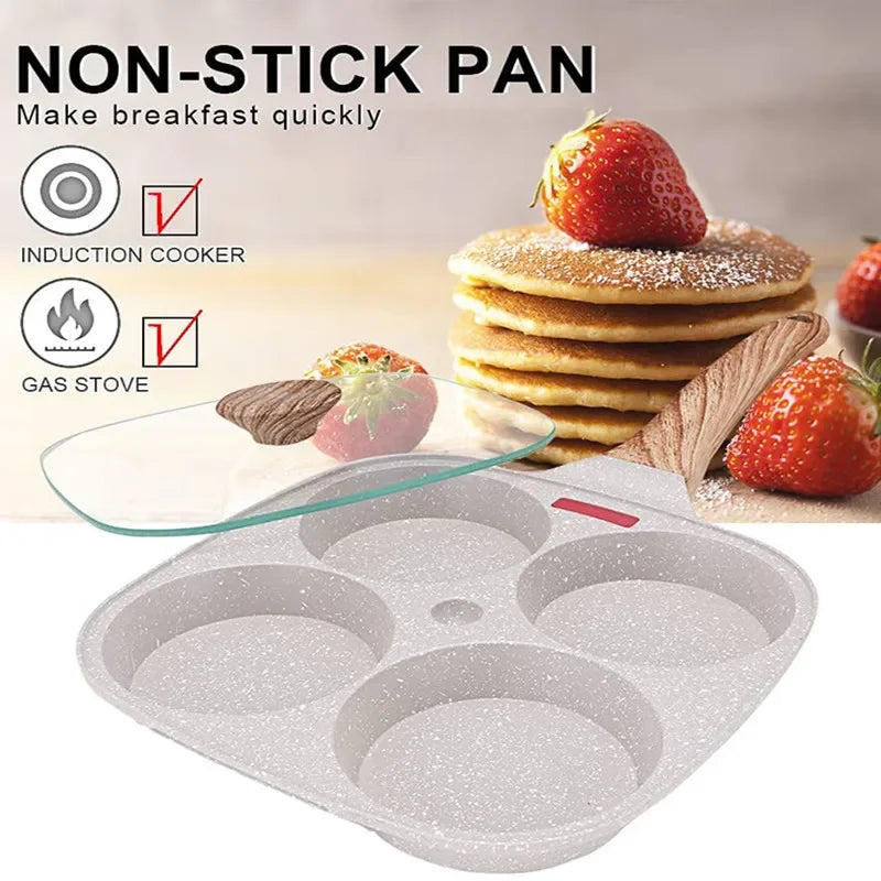 4hole Omelet Pan Frying Pot with Lid Thickened Steak Cooking Pan Bread Breakfast Maker Induction universal Nonstick Egg Pancake