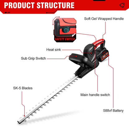 2000W Brushless Electric Hedge Trimmer Cordless Household Trimmer Rechargeable Grass Trimmer Garden Tools For Makita 18V Battery