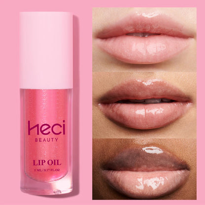 Pink High-Sheen Moisturizing Lip Oil Vegan Hydrating Lip Care Hydrates & Nourishes Non-Sticky Cruelty-Free Clear Lip Gloss