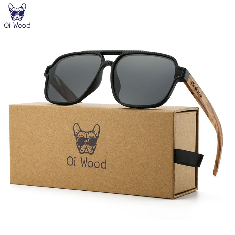 Oi Wood Sunglasses for Men Wood Sun Glasses Man Eyeglasses Polarizing Glasses UVA&B Protection Eyewear ECO-Friendly