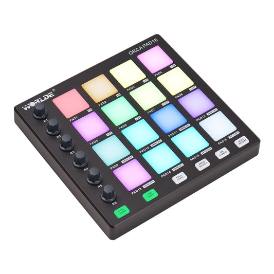 MIDI Controller Mini Controller Pad USB Backlit Drum Pads Beat Maker Machine 6Assignable Knobs Note Repeat Full Level Buttons