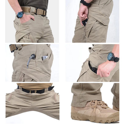 IX9 City Tactical Cargo Pants Men Stretch Cotton Work Military Pants Flexible Outdoor SWAT Army Combat Trousers with 9 Pockets