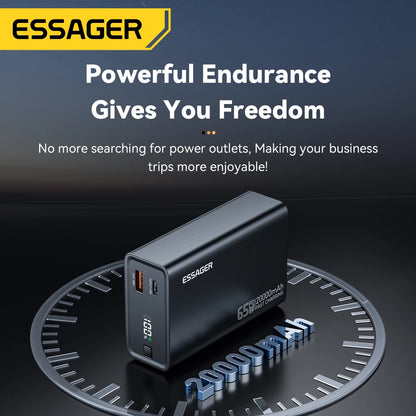 Essager Power Bank 20000mAh Portable PD 65W Fast Charging Mobile Phone External Battery Powerbank For Phone Laptop Tablet Mac