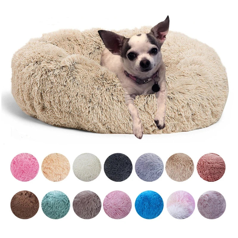 Super Soft Dog Bed Long Plush Cat Mat Dog Beds For Large Dogs Bed Labradors House Round Cushion Winter Warm Sleeping Pet Bed