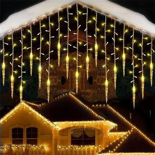 Christmas Garland LED Curtain Icicle String Lights Outdoor Fairy Light Droop 0.6-0.8M Mall Garden Street Decorative Light