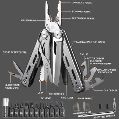 Multi-functional Pliers Stainless Steel Outdoor Multi-purpose Tool Emergency Knife and Scissors Combination Needle Nose Pliers