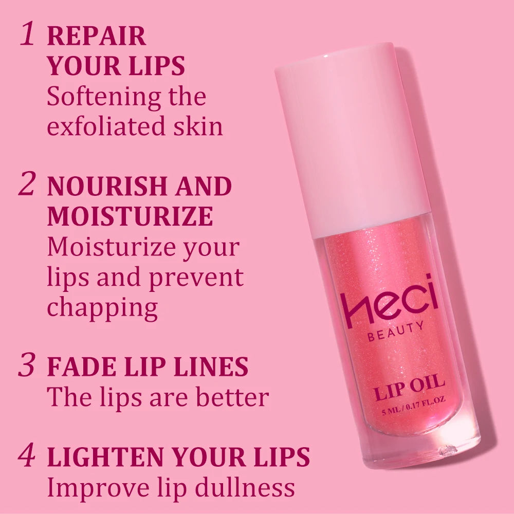 Pink High-Sheen Moisturizing Lip Oil Vegan Hydrating Lip Care Hydrates & Nourishes Non-Sticky Cruelty-Free Clear Lip Gloss