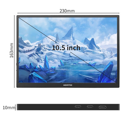 HGFRTEE 10.5 inch Portable Monitor 420Cd/m ² FHD 1280P 100% SRGB Laptop Second Screen For Mac Xbox PS4/5 Switch