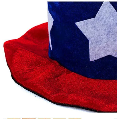 Independence Day Hat for 4th of July USA National Day Party Costume Uncle-Sam Accessories American Flag Top Hat for Women Men