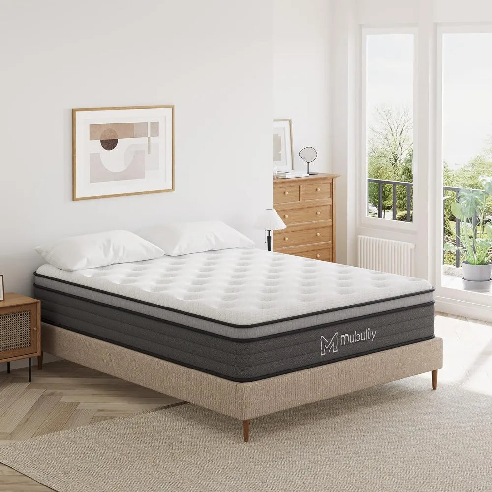 Queen Mattress,10 Inch Hybrid Mattress in a Box with Gel Memory Foam Mattress