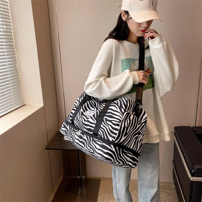 Travel Bag Women's Handbag Leopard Zebra Print Waterproof Large Size Luggage Fitness Dry Wet Separation Duffle Bag Weekend Bag