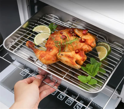 304 Stainless Steel Baking Tray Plate Bbq Tray With Removable Cooling Rack Set Baking cake Pan Sheet Non Toxic Oven Dishwasher