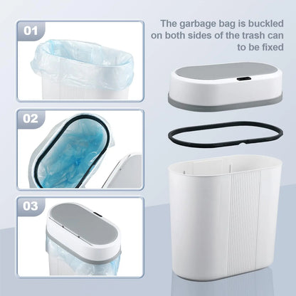 Motion Sensor Bathroom Trash Can Touchless Automatic Garbage with Lid, Small Waterproof Trash Bin for Office Bedroom Living Room