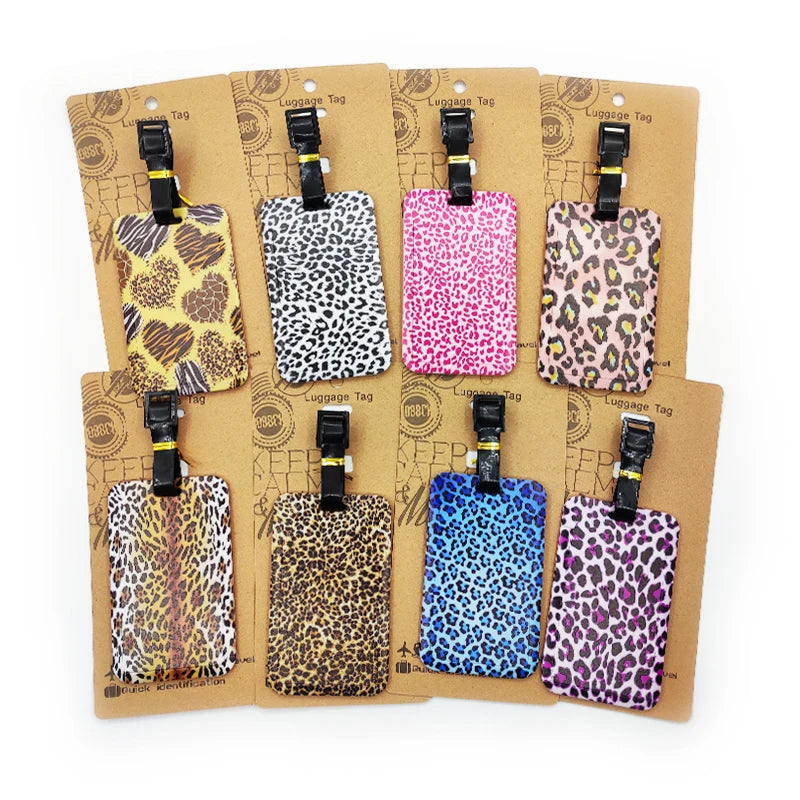 Leopard Print Luggage Label Men Travel Luggage Tag Women Suitcase ID Address Holder Baggage Boarding Portable