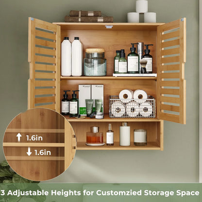 Wall Cabinet Bathroom Storage Cabinet Wall Mounted with Adjustable Shelves Inside, Double Door Medicine Cabinet, Utility Cabinet