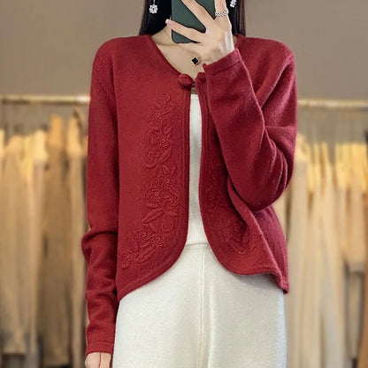 Cashmere Short Women Cardigans Autumn/Winter Lady Jackets Warm Soft Female Long Sleeve Jumpers Woolen Tops NJ01