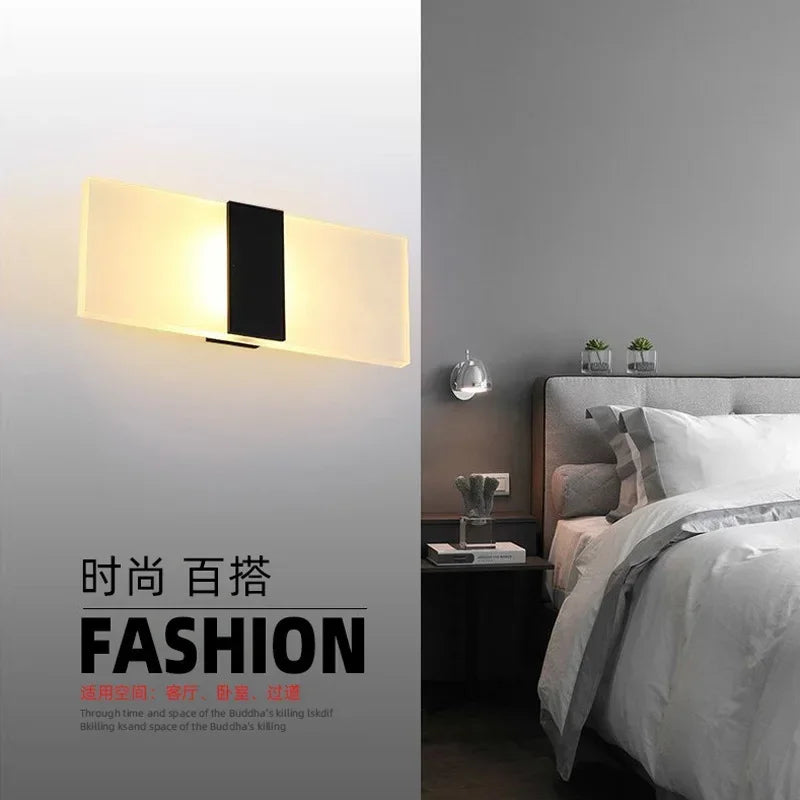 Modern Led Acrylic Wall Lamp AC85-265V Long warm white Indoor Lighting Home Bedroom Bedding Room Living Room Indoor wall lamp