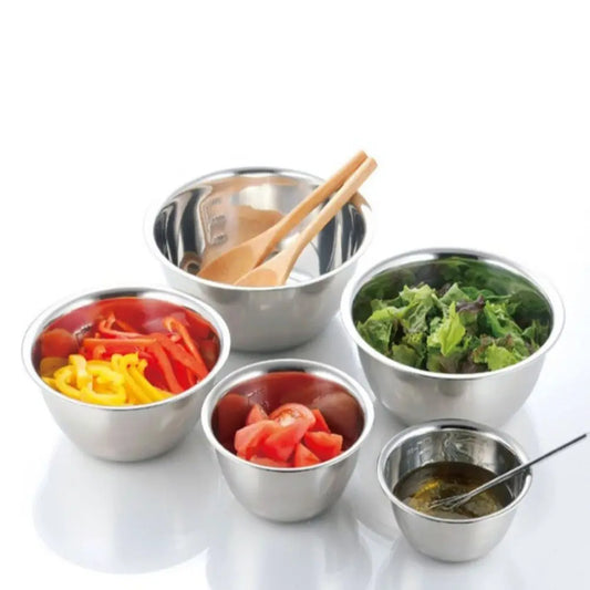 5 PCS Stainless Steel Mixing Bowls Set Portable Kitchen Cooking Nesting Storage Bowls For Home Outdoor Camping Accessories