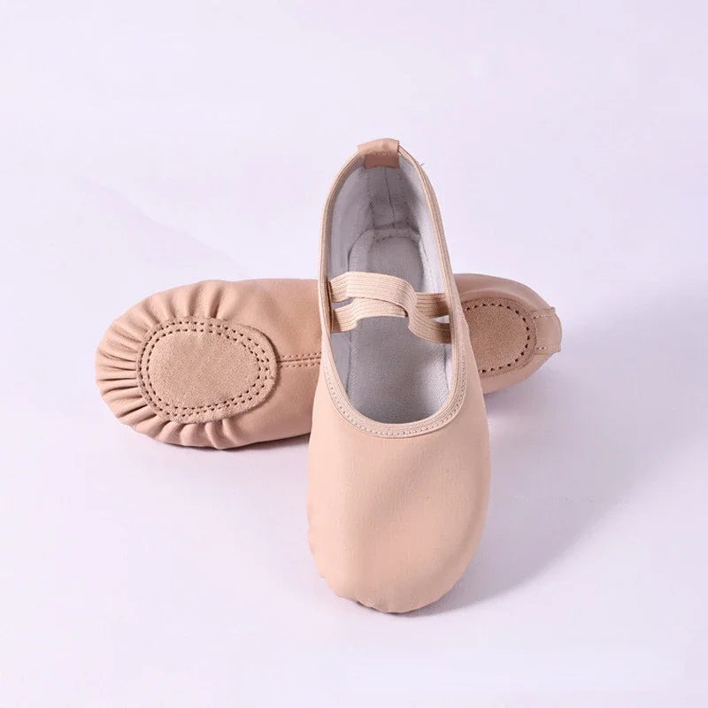 Women's Ballet Slippers for Woman Danseuse PU Leather Professional Dancers for Girls Kids Soft Sole Children Toddler Dance Shoes