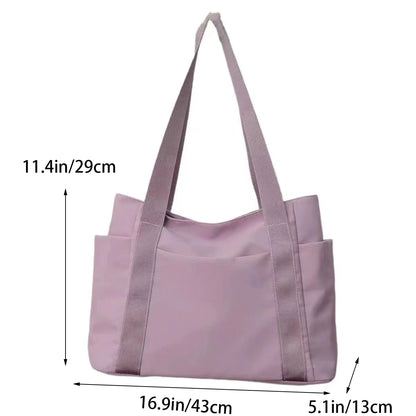 Large Capacity Nylon Tote Bags for Work Commuting Carrying Bag College Style Student Outfit Book Shoulder Bag