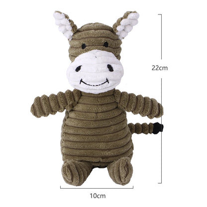 Plush Dog Toy Animals Shape Bite Resistant Squeaky Toys Corduroy Dog Toys for Small Large Dogs Puppy Pets Training Accessories