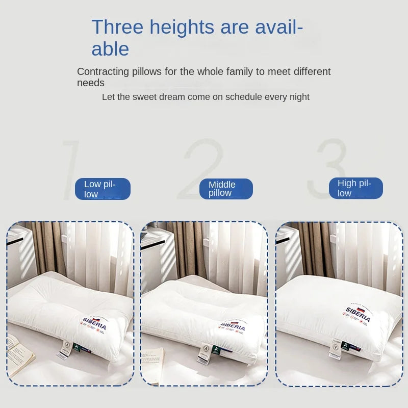 Cotton Pillow Core with Thickened and Encrypted Partition Neck Protection Pillow, A Hotel Soft Pillow Core That Helps with Sleep