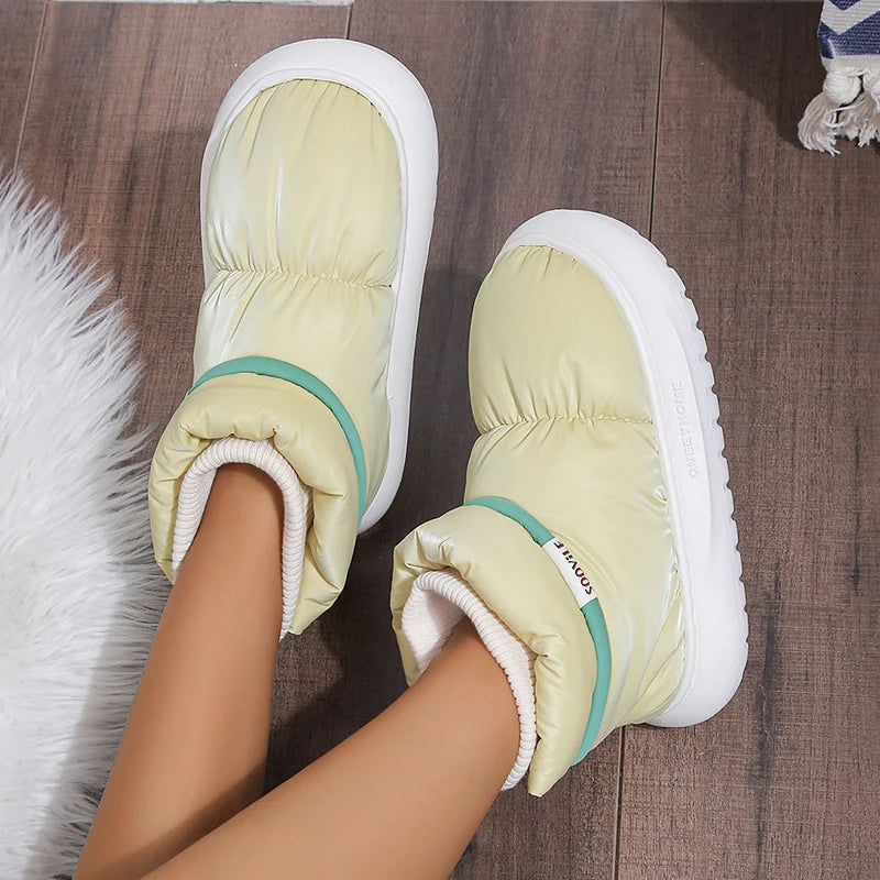 Women's Waterproof Down Cotton Padded Shoes Warm Plush Thick Bottom Snow Boots Women 2023 Platform Non-Slip Winter Ankle Boots