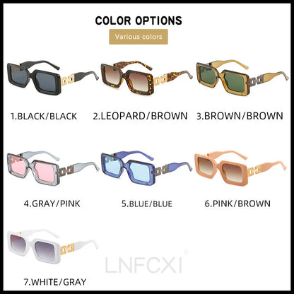 LNFCXI Retro Square Female Male Top Sunglasses Women Brand Designer Trend Pink Diamond Connecting Frame Legs Sun Glasses Men