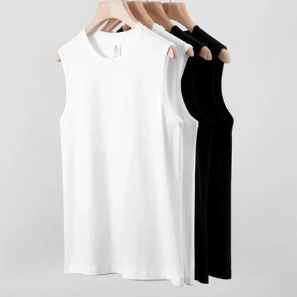 Summer Basic 100% Cotton Men Tank Tops Black White Gray