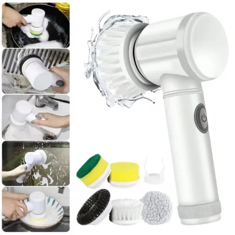 New Electric Spin Scrubber,Bathroom Cleaning Brush Power Scrubber with 5 Replaceable Brush Heads, 5 in 1 Electric Cleaning Brush