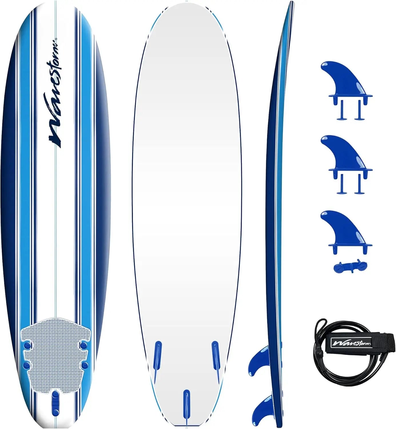 Classic Soft Top Foam Surfboard Surfboard for Beginners and All Surfing Levels Complete Set Includes Leash and M