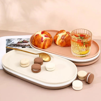 Fruit Plate Dessert Tray Stackable Oval Food Serving Tray Free Bone Dish Snack Plate Reusable Smooth Edge Food Plate for Kitchen