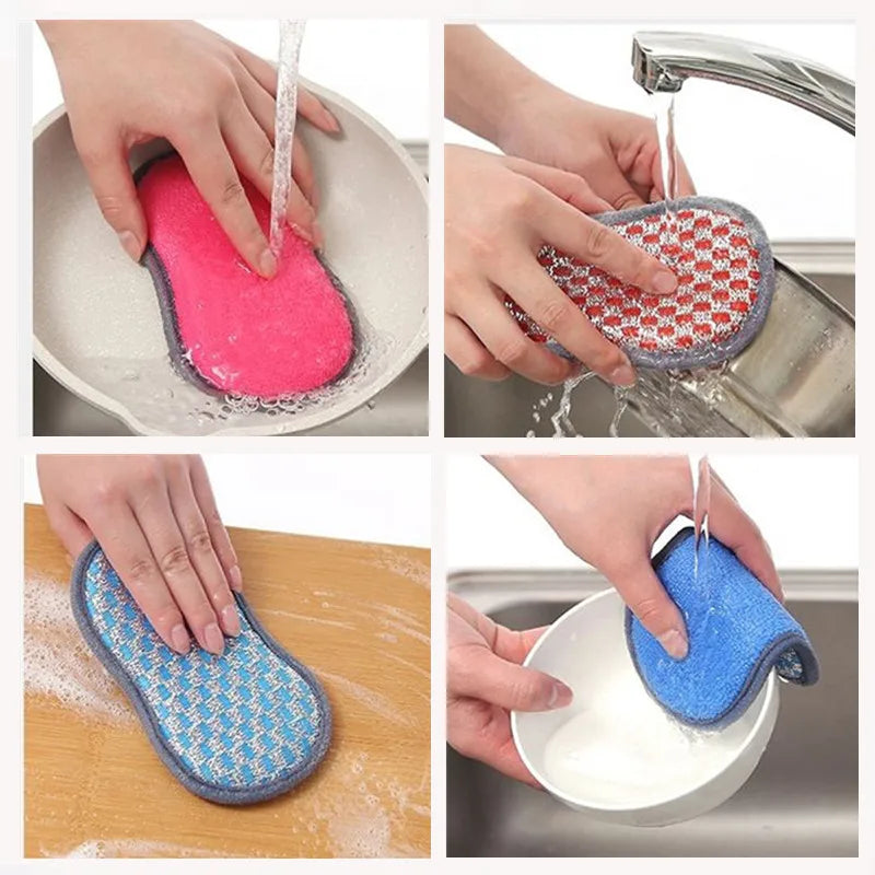 Kitchen Cleaning Sponge Double Sided Sponge Scrubber Sponges For Dishwashing Scouring Pad Dish Cloth Kitchen Cleaning Tools