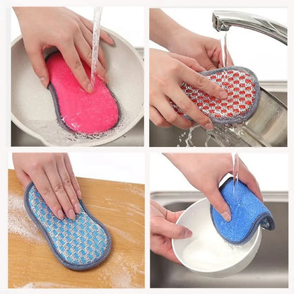 Kitchen Cleaning Sponge Double Sided Sponge Scrubber Sponges For Dishwashing Scouring Pad Dish Cloth Kitchen Cleaning Tools