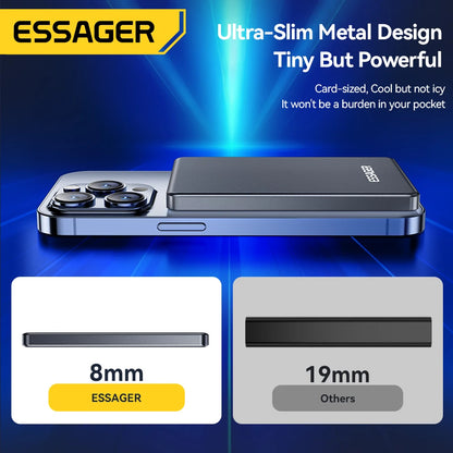 Essager Thin Wireless Power Bank Magnetic 20W 5000mAh Portable Fast Charging External Battery for Magsafe For iPhone 15 14 13 12