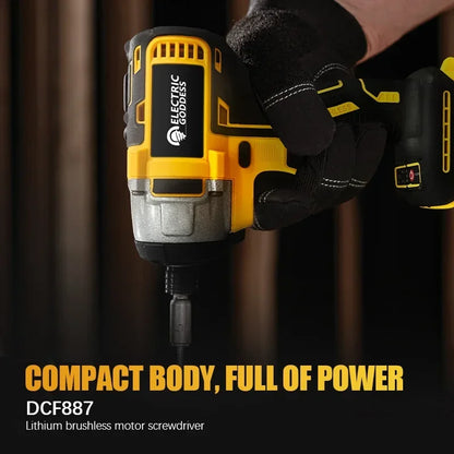 EGOD DCF887 Cordless Impact Driver Brushless Motor Electric Drill 1/4-In 205N.M High Torque Power Tools fit 20V DEWALT Battery