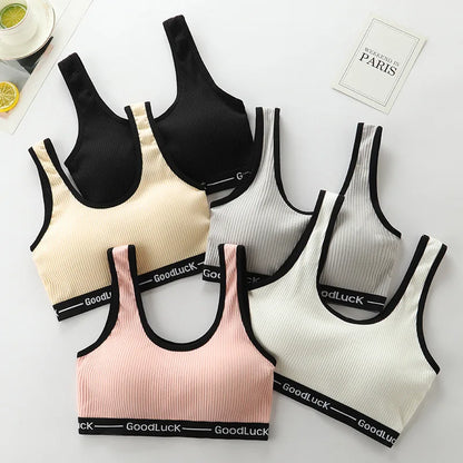 Letter Sports Cotton Bra for Women Fitness Running Yoga Top Push Up Bra Sports Tops Ladies Sportswear 9-18T Women Bra No Wire