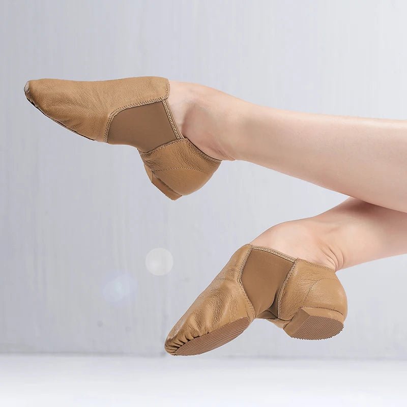 Genuine Leather Jazz Dance Shoes for Girls Women Tan Black Antiskid Sole Jazz Shoes Adults Dance Sneakers High Quality Jazz shoe