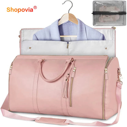 Fashion Large PU Folding Suit Storage Bag Women High Capacity Luggage Handbag Travel Sport Outdoor Multi Function Organizer