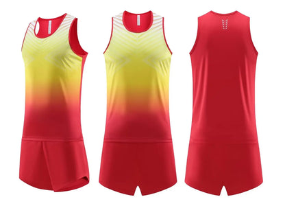 New Men Women Sports Suits Quick Dry Slim Fit Marathon Running Track And Field Tracksuits Fashion Gym Sportswear Vest+Shorts Set