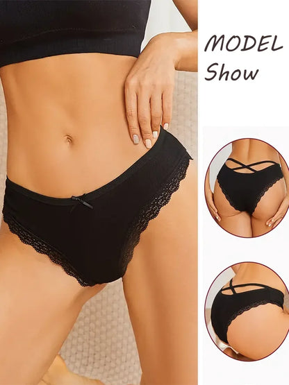 4PCS Women's Cotton Briefs Sexy Female Underpants Elasticity Comfortable Underwear Panties Lingerie S-XL Solid Color Intimate