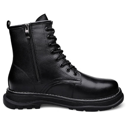 Leather High Top Boots Height Increase 2.3"