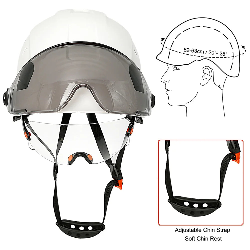 CE Construction Safety Helmet With Visor Built In Goggle Earmuffs For Engineer Hard Hat ANSI Industrial Work Cap Head Protection