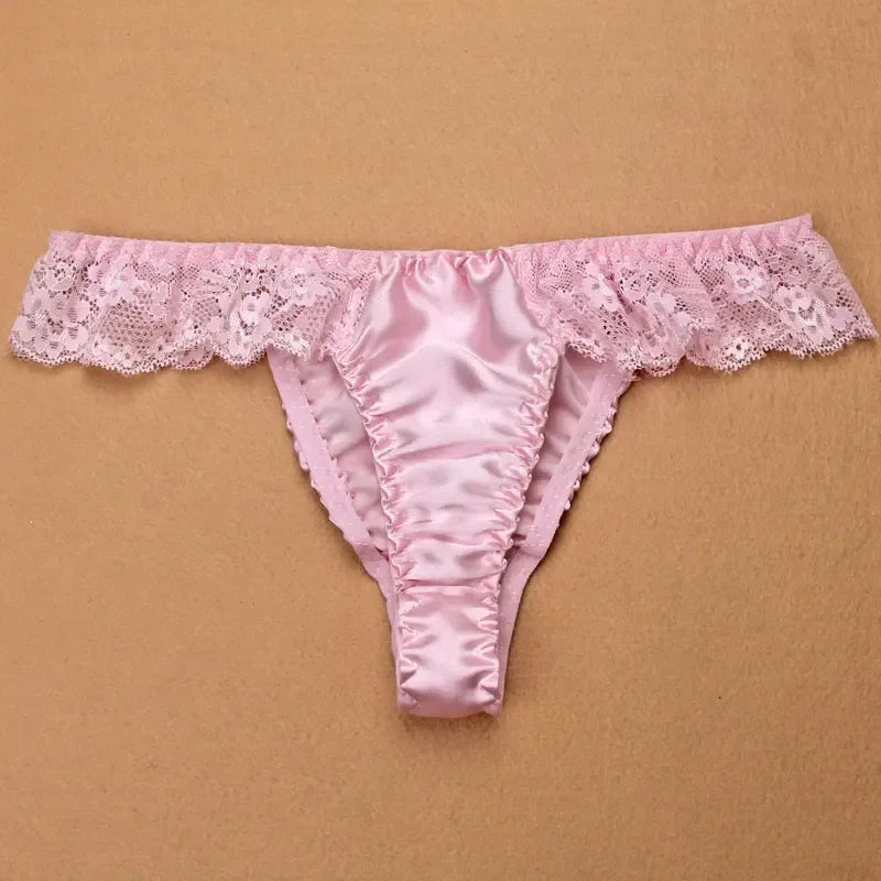 Sexy lace g-string Pure natural mulberry silk Women's sexy silk panties G-string 100% mulberry silk thong t panties