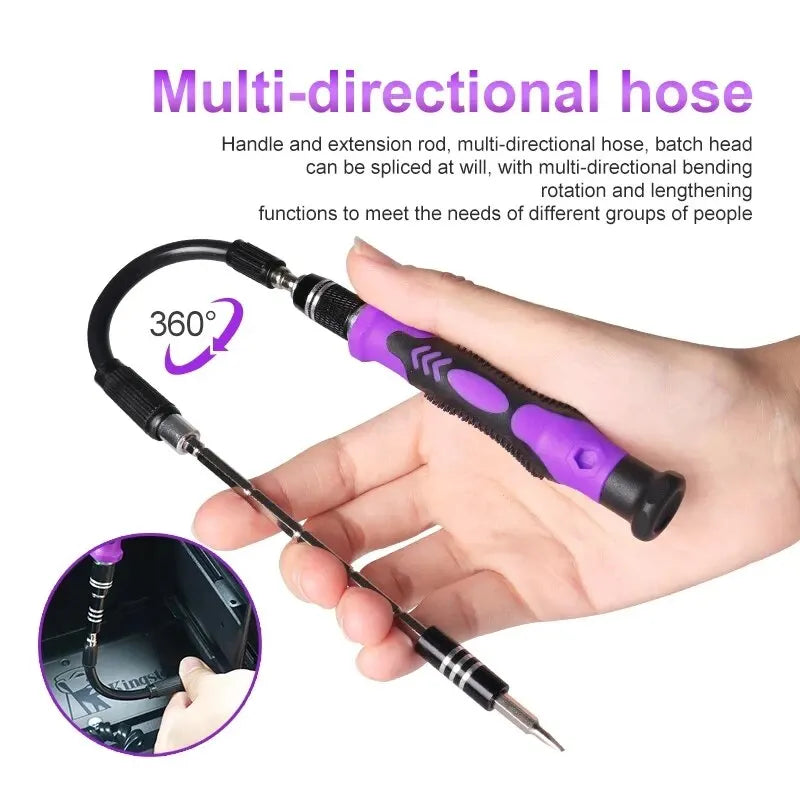 Precision Screwdriver Set 115 in 1 Purple Multi-Function Professional Repair Tool Phillips Magnetic Screw Driver Bits Hand Tool