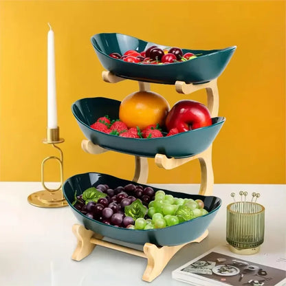 Table Plates Dinnerware Partitioned Candy Cake Trays Kitchen Fruit Bowl with Floors Stylish Bamboo Serving Tray Wooden Dishes