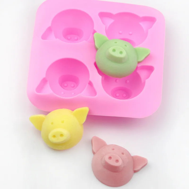 Cartoon Silicone Mold For Baking Stitch Bear Mouse Cat Pig Duck Chocolate Soap Mould Animal Cake Decorating Tool Cupcake Topper