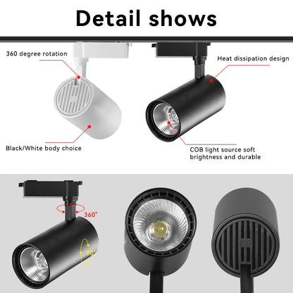 Spot Led Track Light 220V Ceiling Lamp COB Spotlight Rail Lighting Fixture for Home Decor Clothing Store Full Set Track Lights