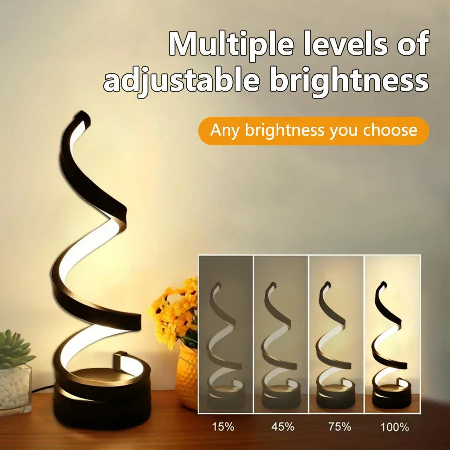 LED Night Light Spiral Table Lamp Modern Bedside Lamps Dimmable Night Lamp Office Living Room Bedroom Decoration Night Lights